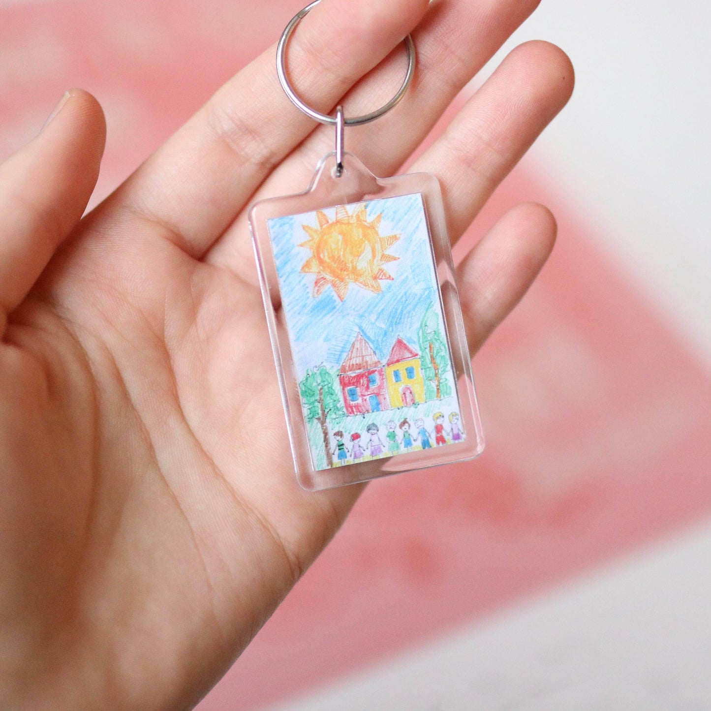 CUSTOM Kids' Artwork Keychains | sentimental, nostalgic, keepsake cute, custom gift idea, choose your own, photo gift, mom, mothers day, dad