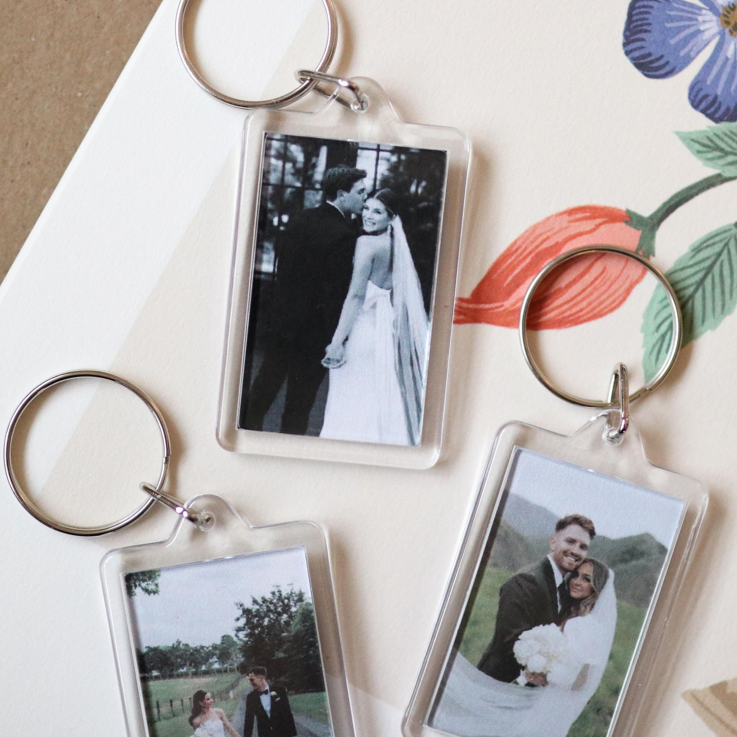 CUSTOM Wedding Photo Keychains | wedding, anniversary gift, cute, mrs mr, bridal gift, couple, custom gift idea, choose your own, photo gift