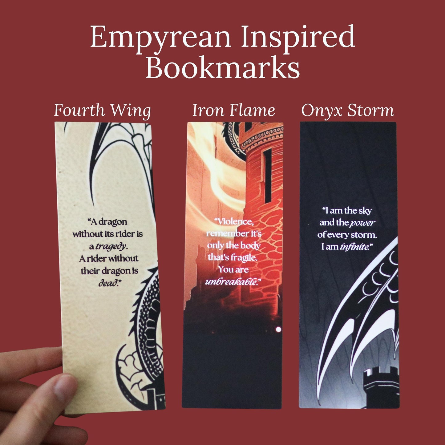 Fourth Wing Empyrean Inspired Bookmarks