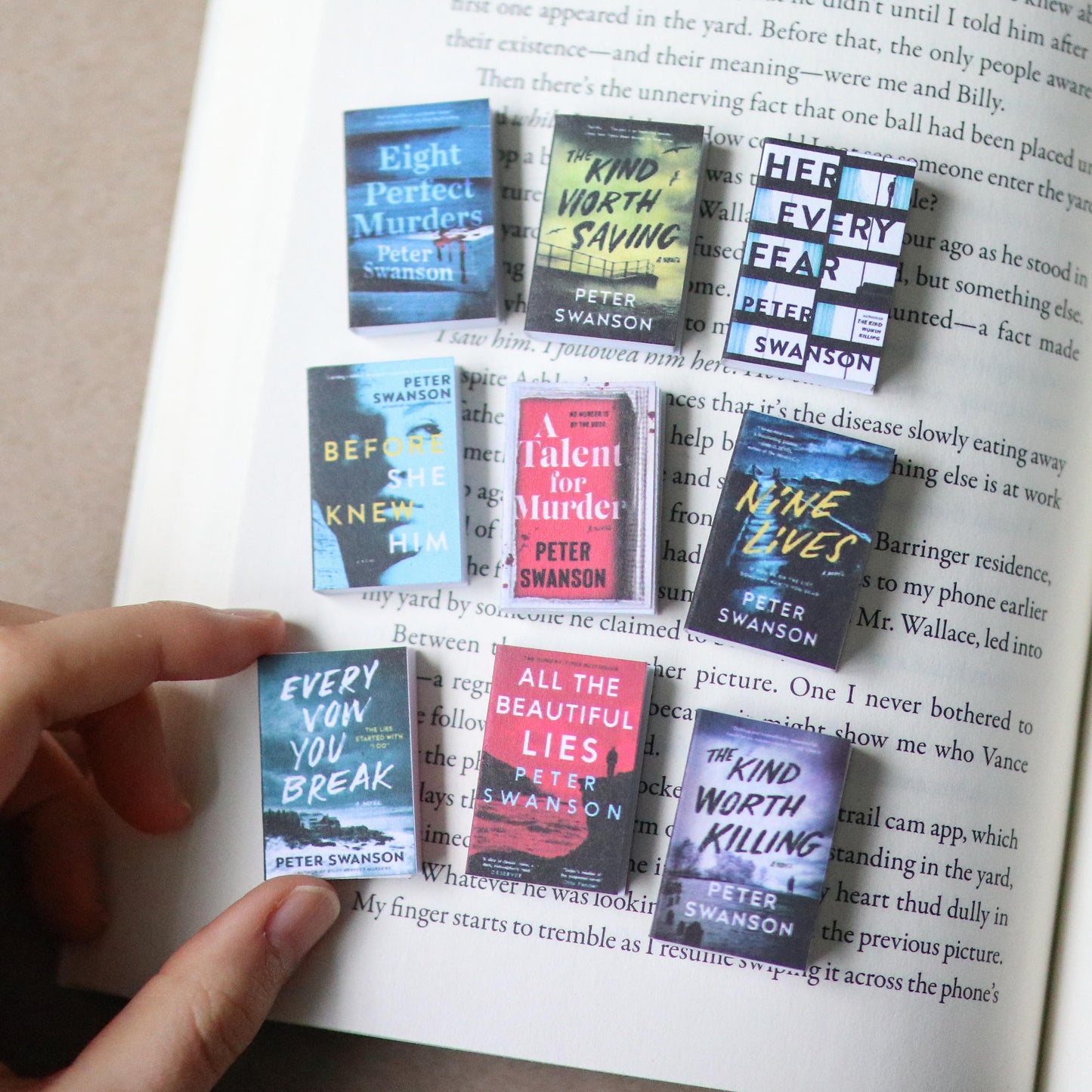 Handmade MINI Peter Swanson Books (set of 9 mini books)