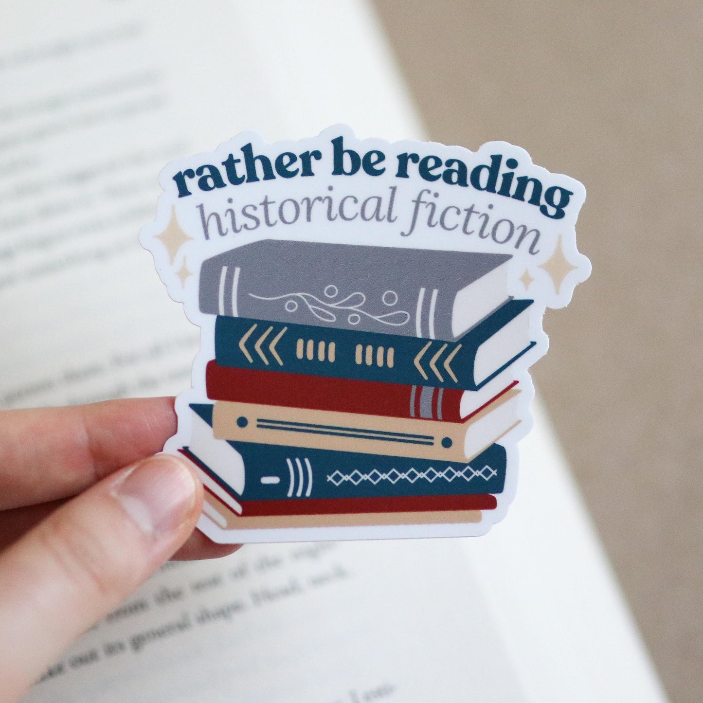 Rather be Reading Historical Fiction Books Sticker | gift laptop waterbottle waterproof reading books bookish Bookworm durable history