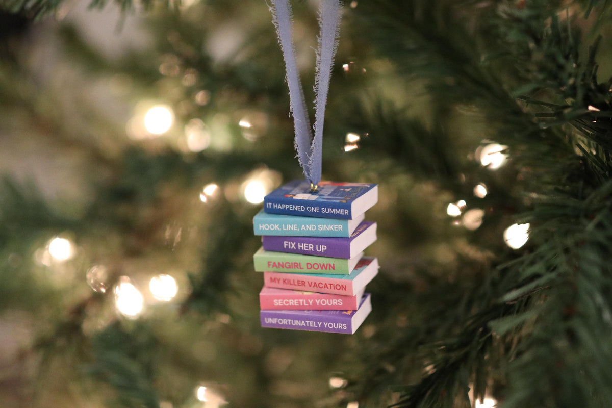 Tessa Bailey Mini Book Stack Ornament | Handmade Miniature Tiny Books Christmas Bookish Reader Gift Reading Booktok Holiday romance cute