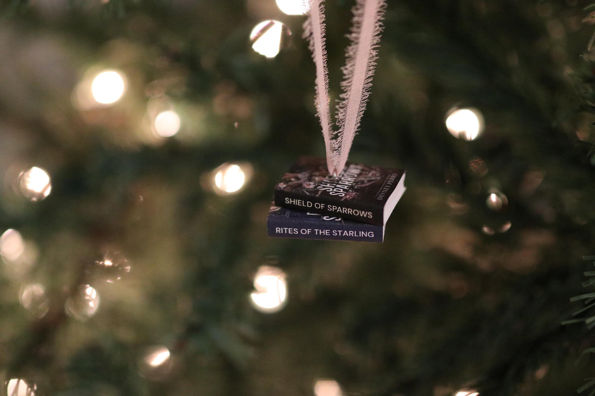 Shield of Sparrows Mini Book Stack Ornament