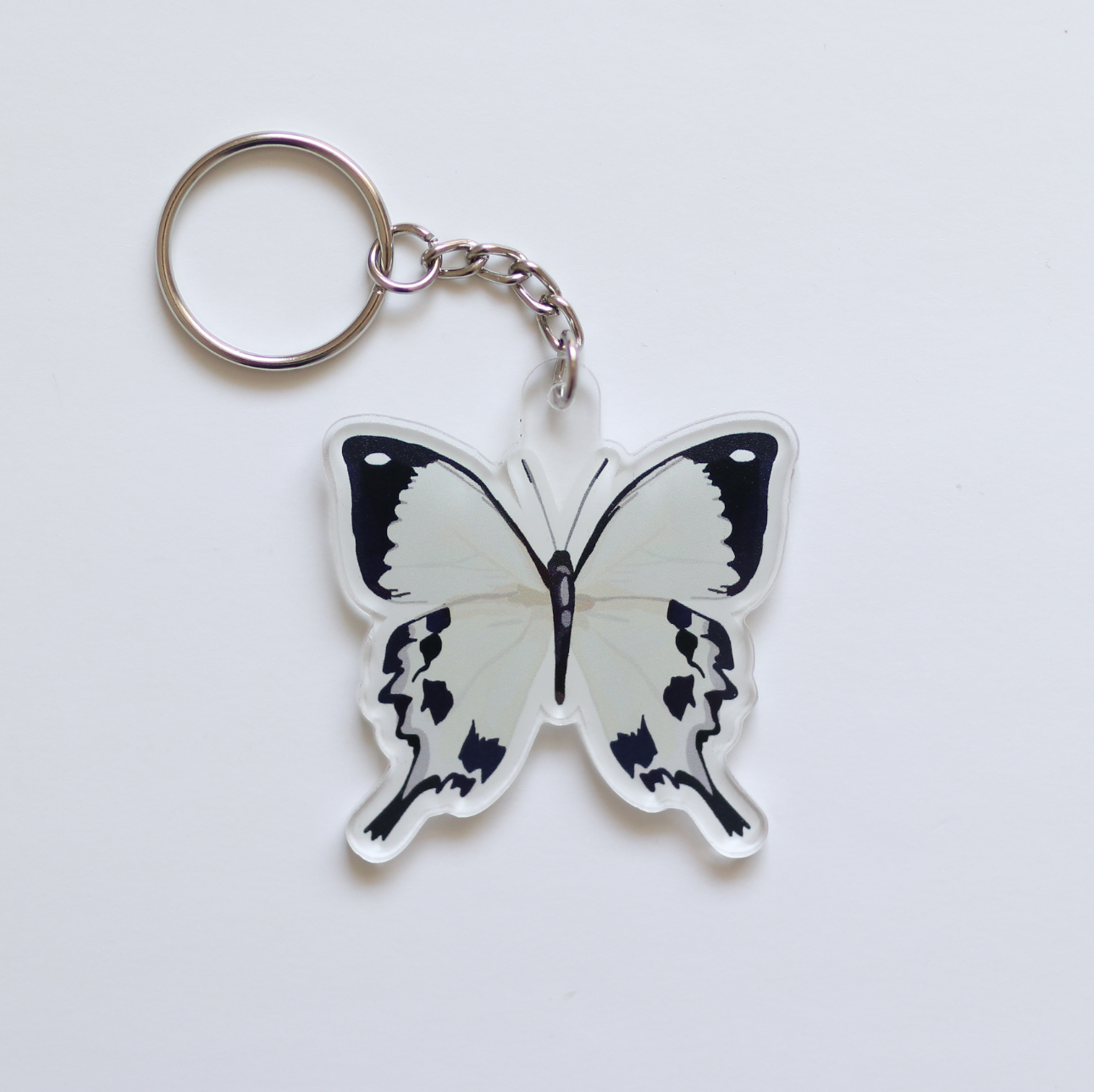 White Butterfly Acrylic Keychain