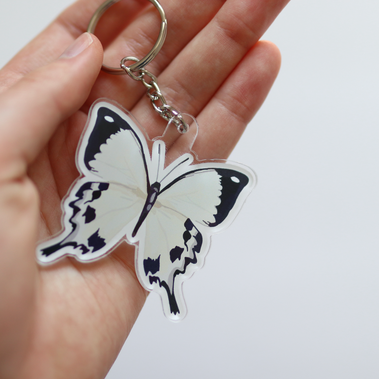 White Butterfly Acrylic Keychain