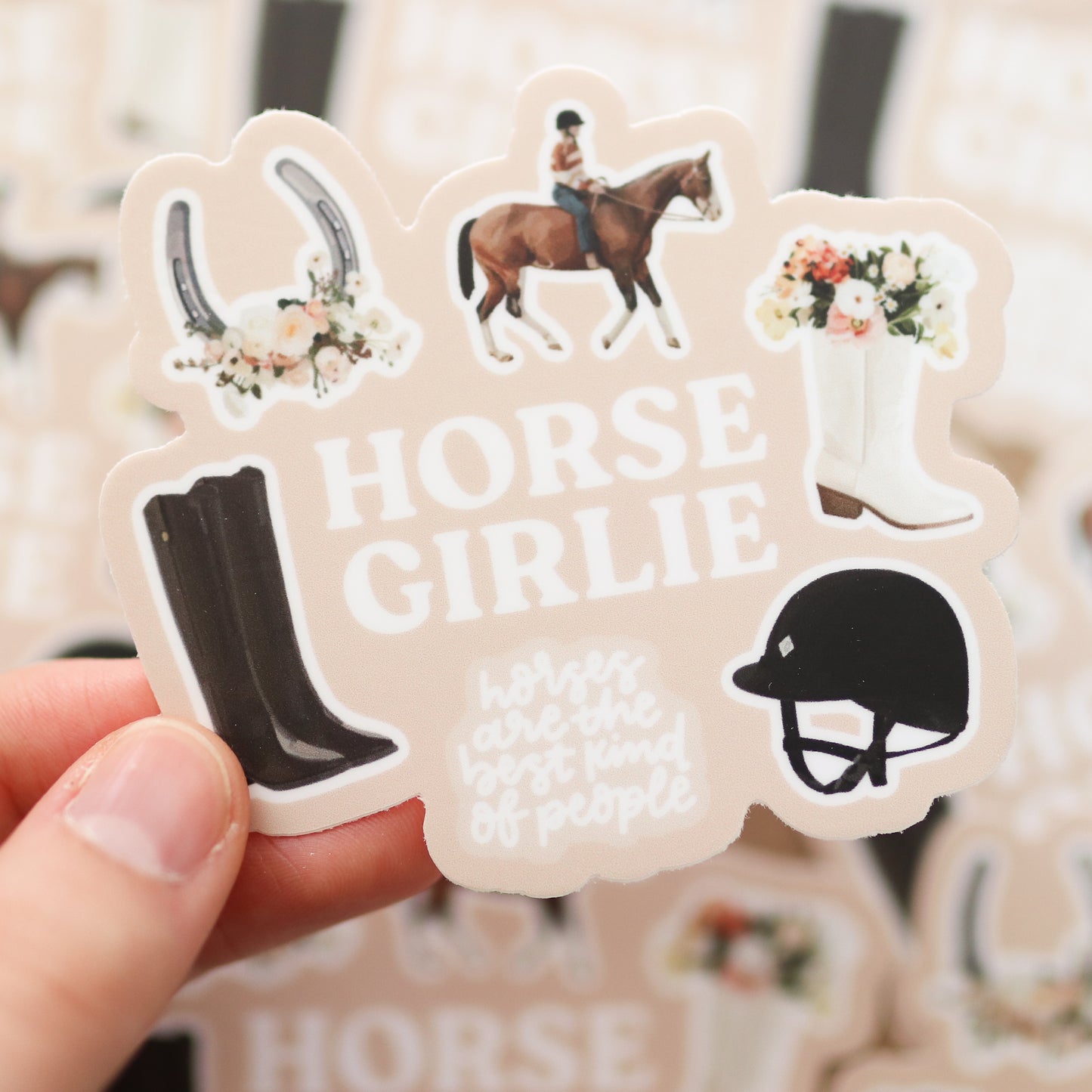 Horse Girlie Waterproof Sticker