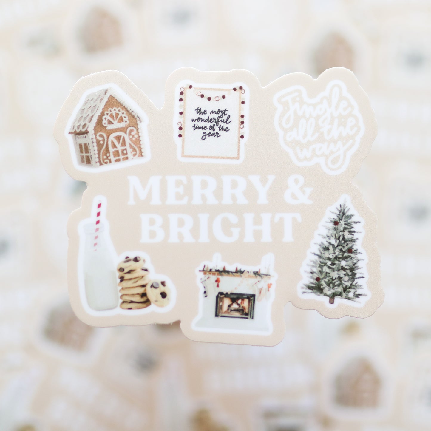 Merry & Bright Waterproof Sticker