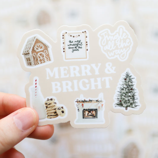 Merry & Bright Waterproof Sticker