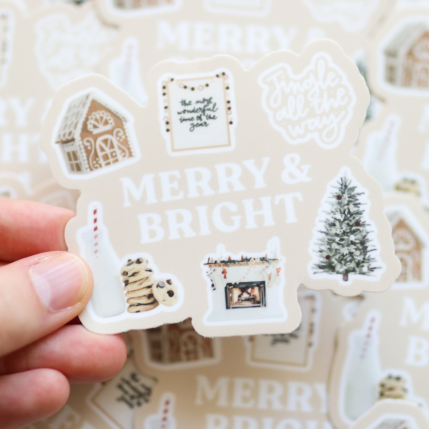 Merry & Bright Waterproof Sticker