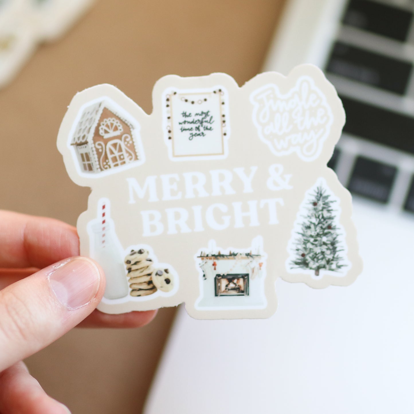 Merry & Bright Waterproof Sticker