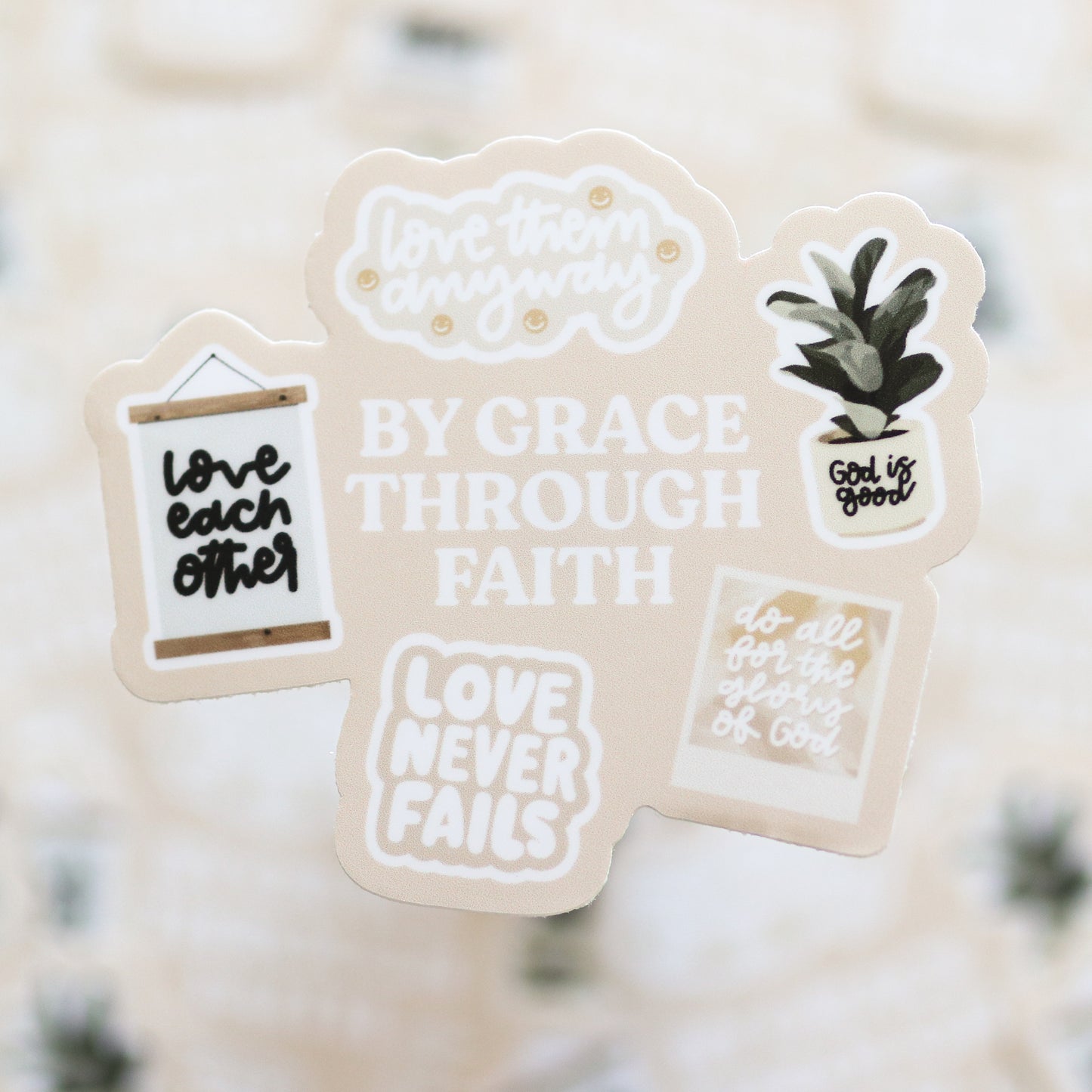 By Grace Through Faith Waterproof Sticker