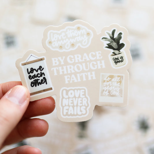 By Grace Through Faith Waterproof Sticker