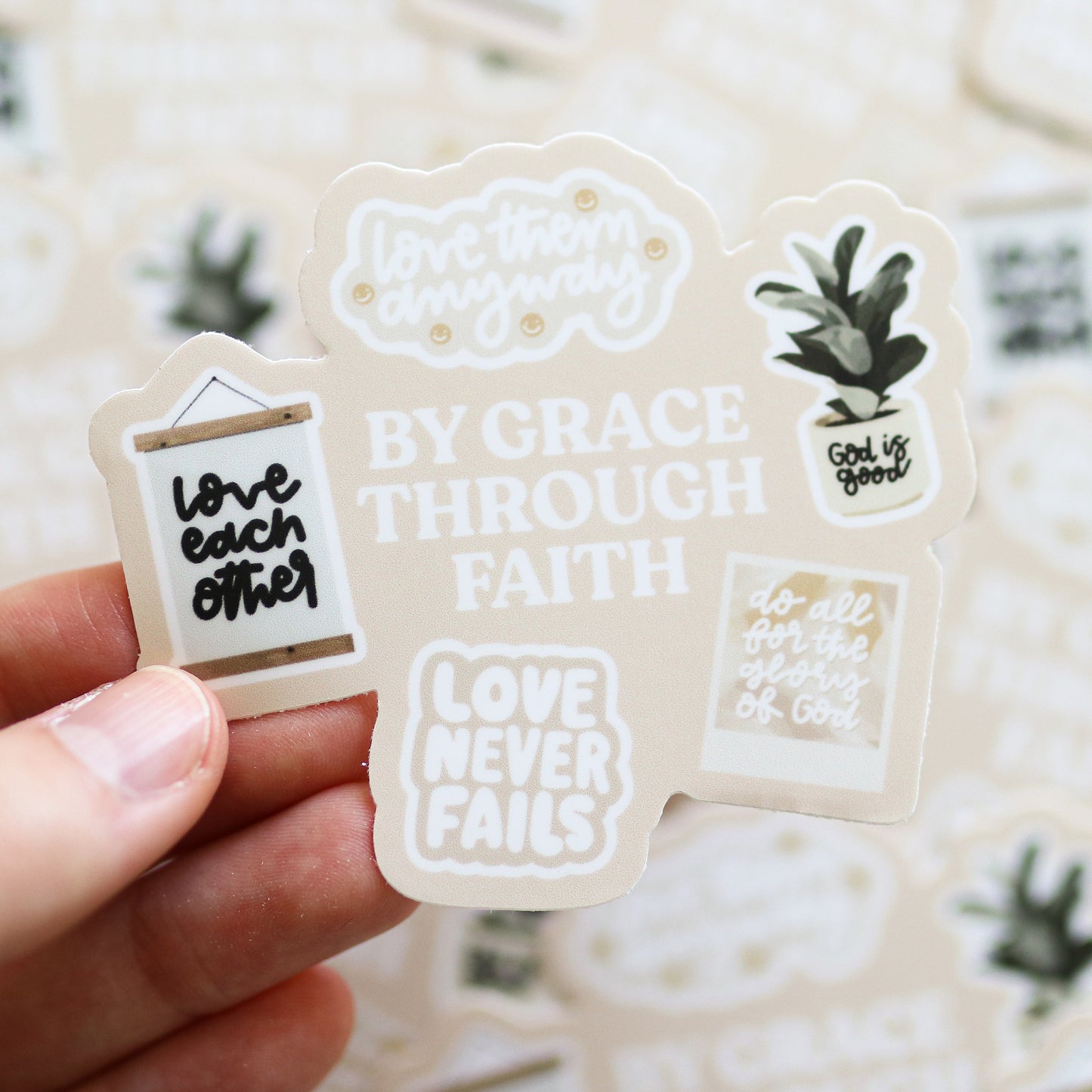 By Grace Through Faith Waterproof Sticker