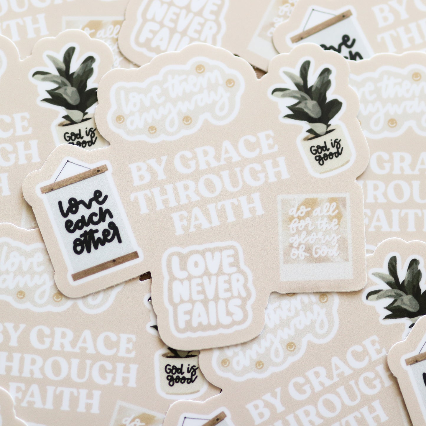 By Grace Through Faith Waterproof Sticker