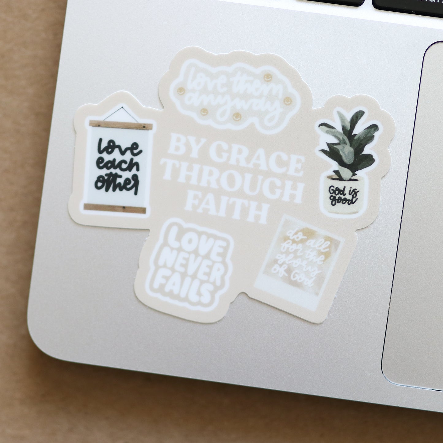 By Grace Through Faith Waterproof Sticker