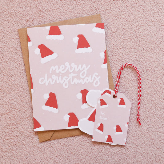 Merry Christmas Card and Gift Tag Set