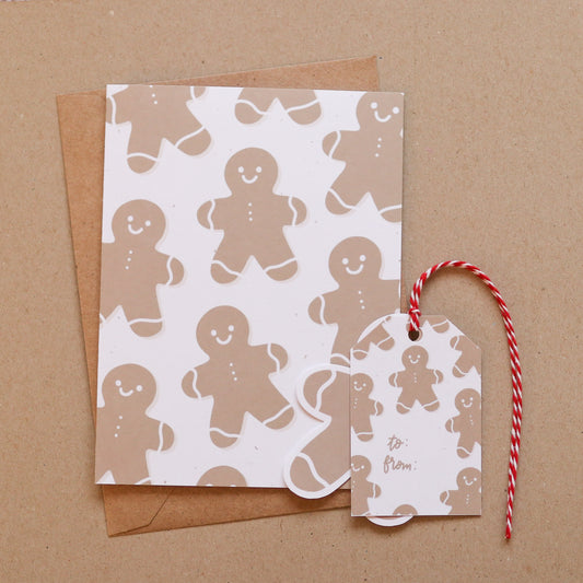 Gingerbread Men Card and Gift Tag Set