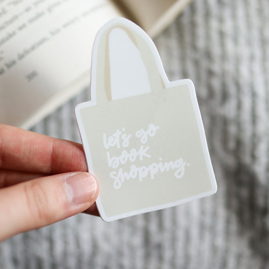 Let's Go Book Shopping Tote Bag Waterproof Sticker