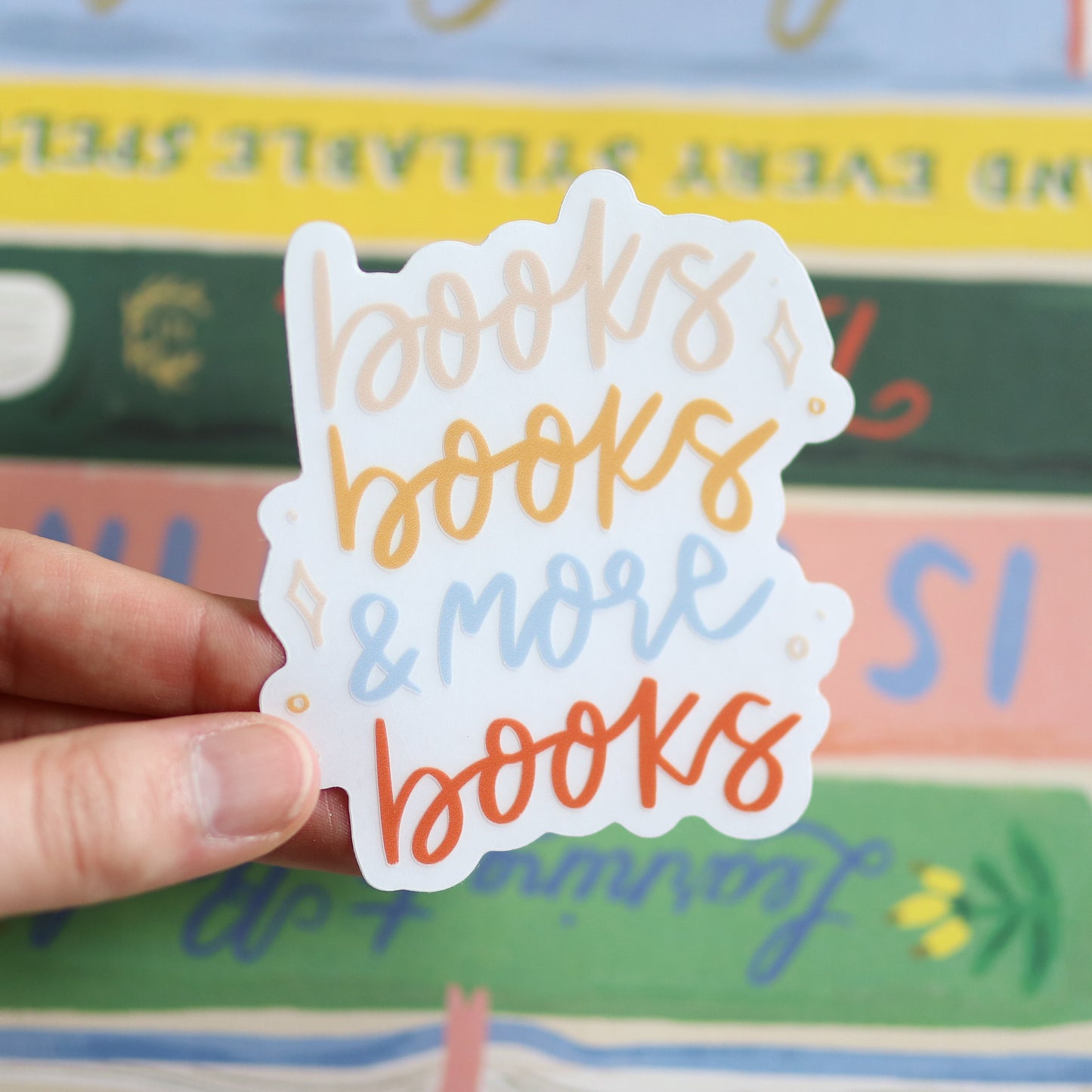 Books, Books, & More Books Clear Sticker