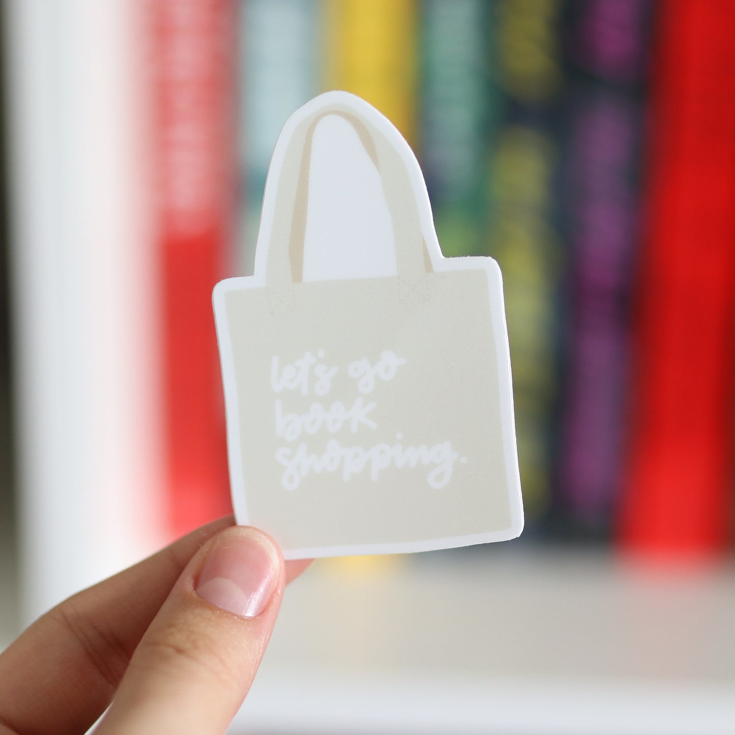 Let's Go Book Shopping Tote Bag Waterproof Sticker