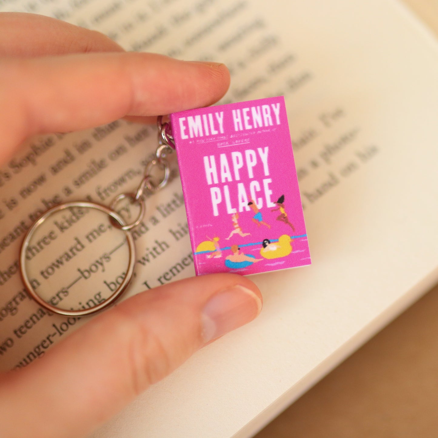 Mini Happy Place Book Keychain