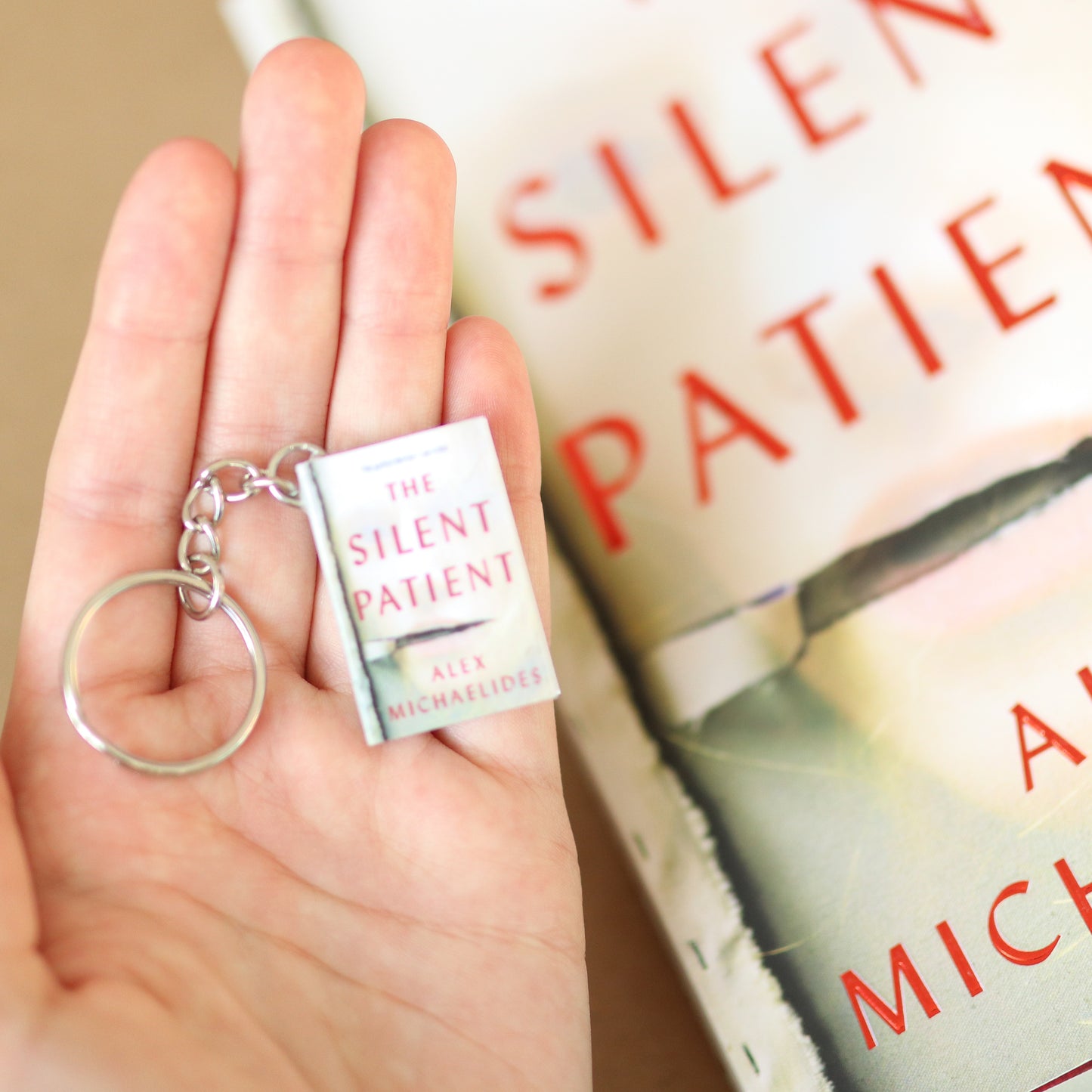 Mini The Silent Patient Book Keychain