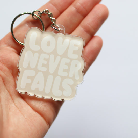 Love Never Fails Acrylic Keychain