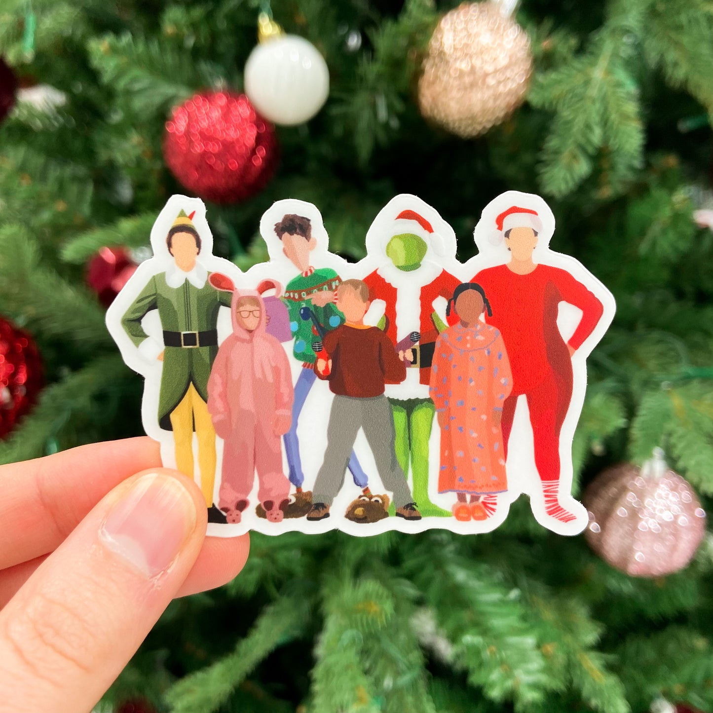 Christmas Movie Characters Clear Sticker