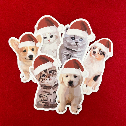 Christmas Kitten and Puppy Sticker Bundle