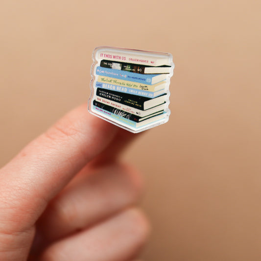 Book Stack Acrylic Pin