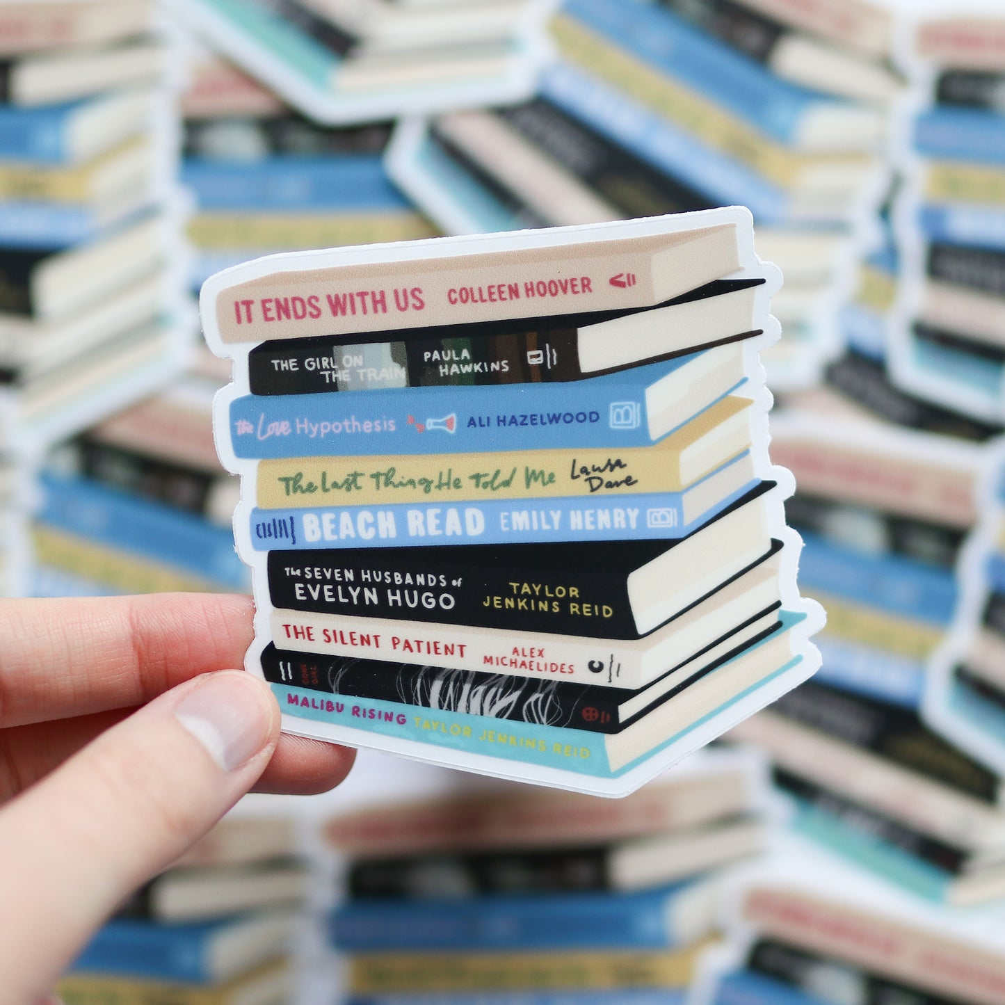 Book Stack Clear Sticker