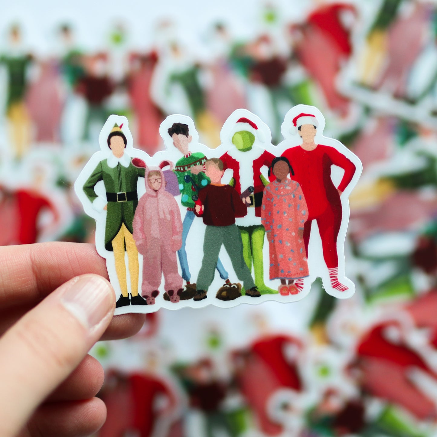 Christmas Movie Characters Clear Sticker