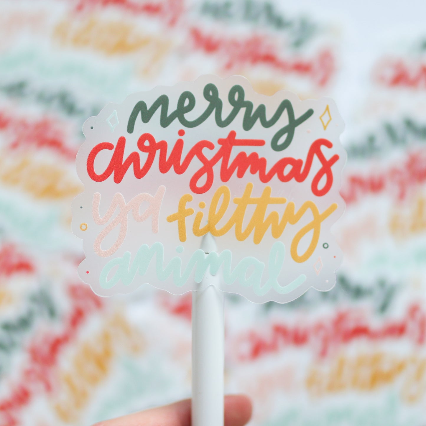 Merry Christmas Ya Filthy Animal Clear Sticker