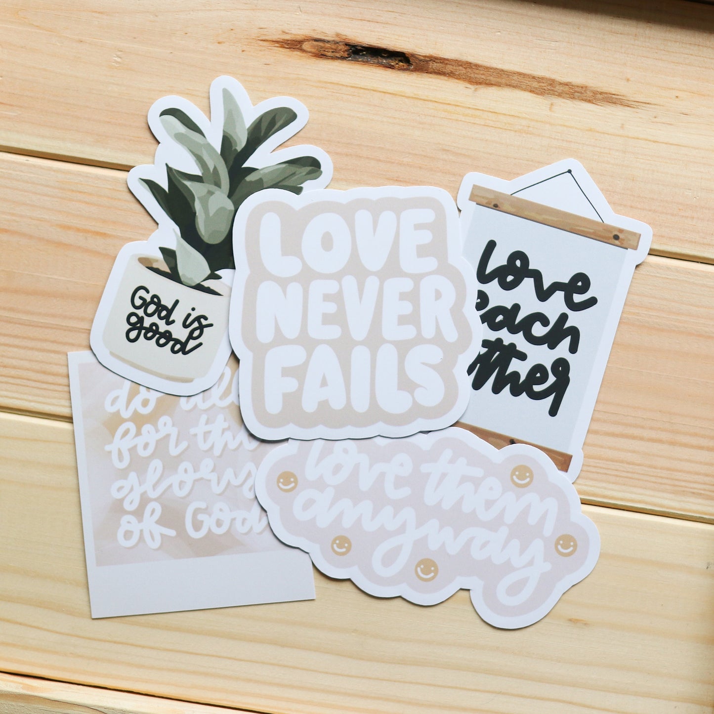Bible Verse Christian Sticker Pack (Includes 5 stickers) | Laptop Decal, Notebook, Trendy Stickers
