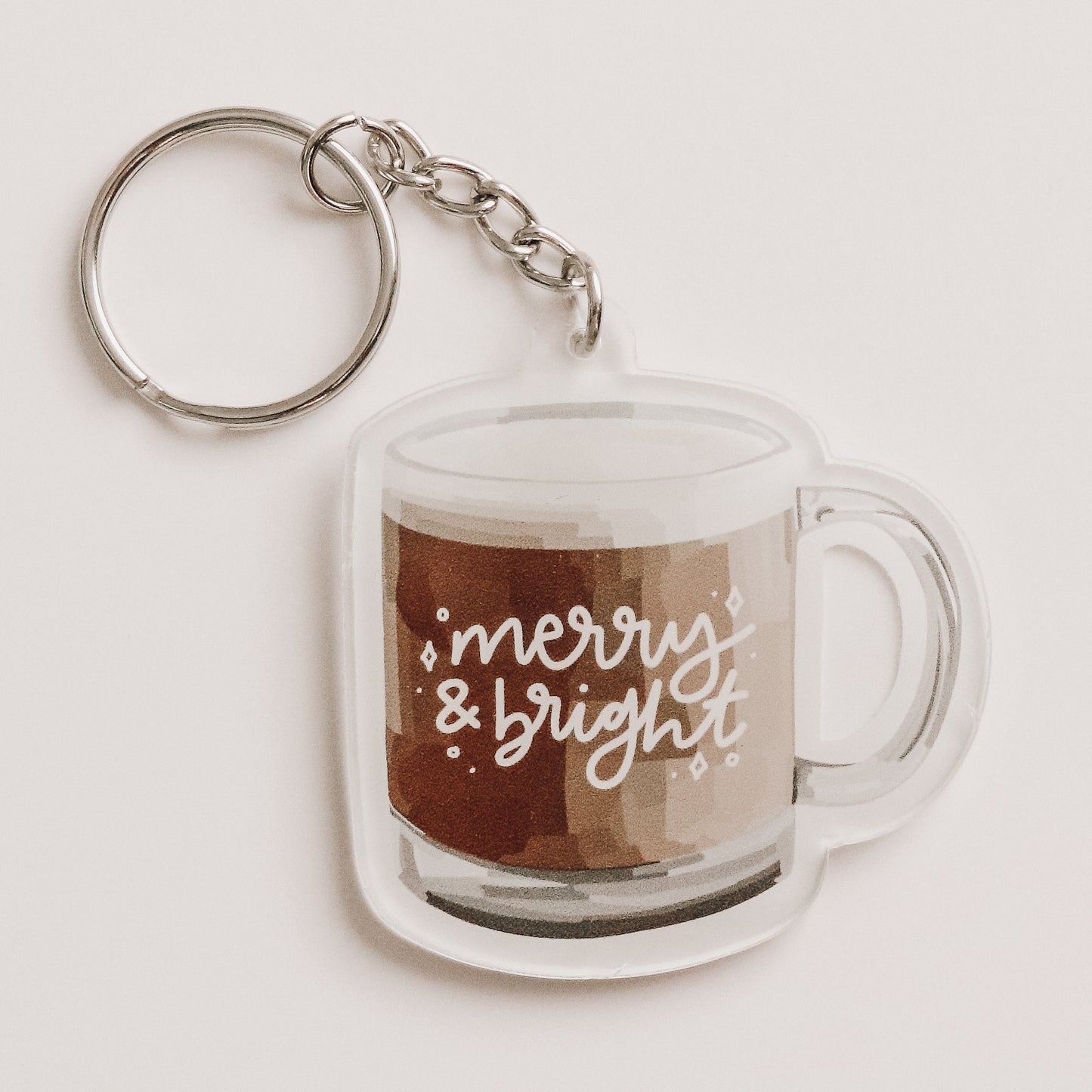 Merry and Bright Mug Keychain | gift idea Christmas gift idea, x-mas, holiday, coffee, keychain, cute christmas, trendy, aesthetic christmas