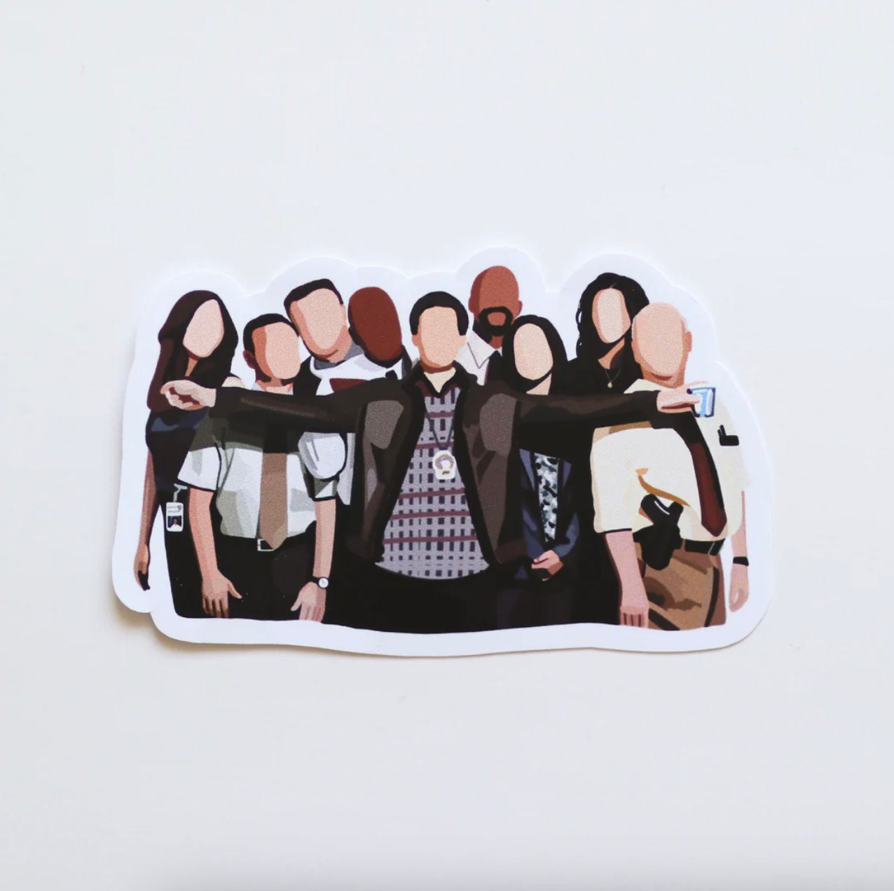 TV Group Characters Sticker | gift, detective, show, funny, workplace, comedy, matte, sticker.