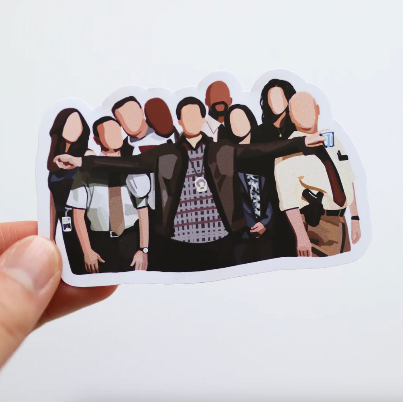 TV Group Characters Sticker | gift, detective, show, funny, workplace, comedy, matte, sticker.