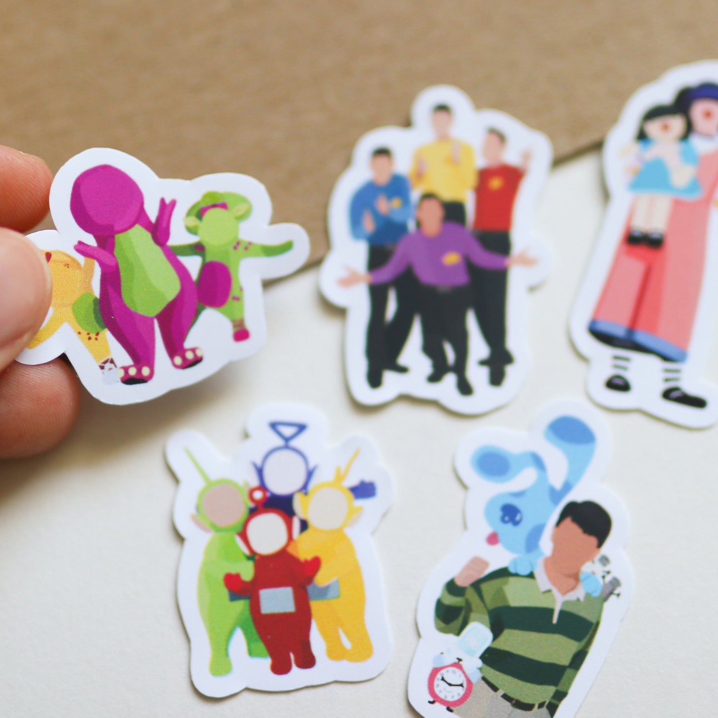 Mini Nostalgic TV Show Sticker Collection | gift idea, nostalgic Laptop Decal, Notebook, blues clues, Characters, TV, barney, teletubbies