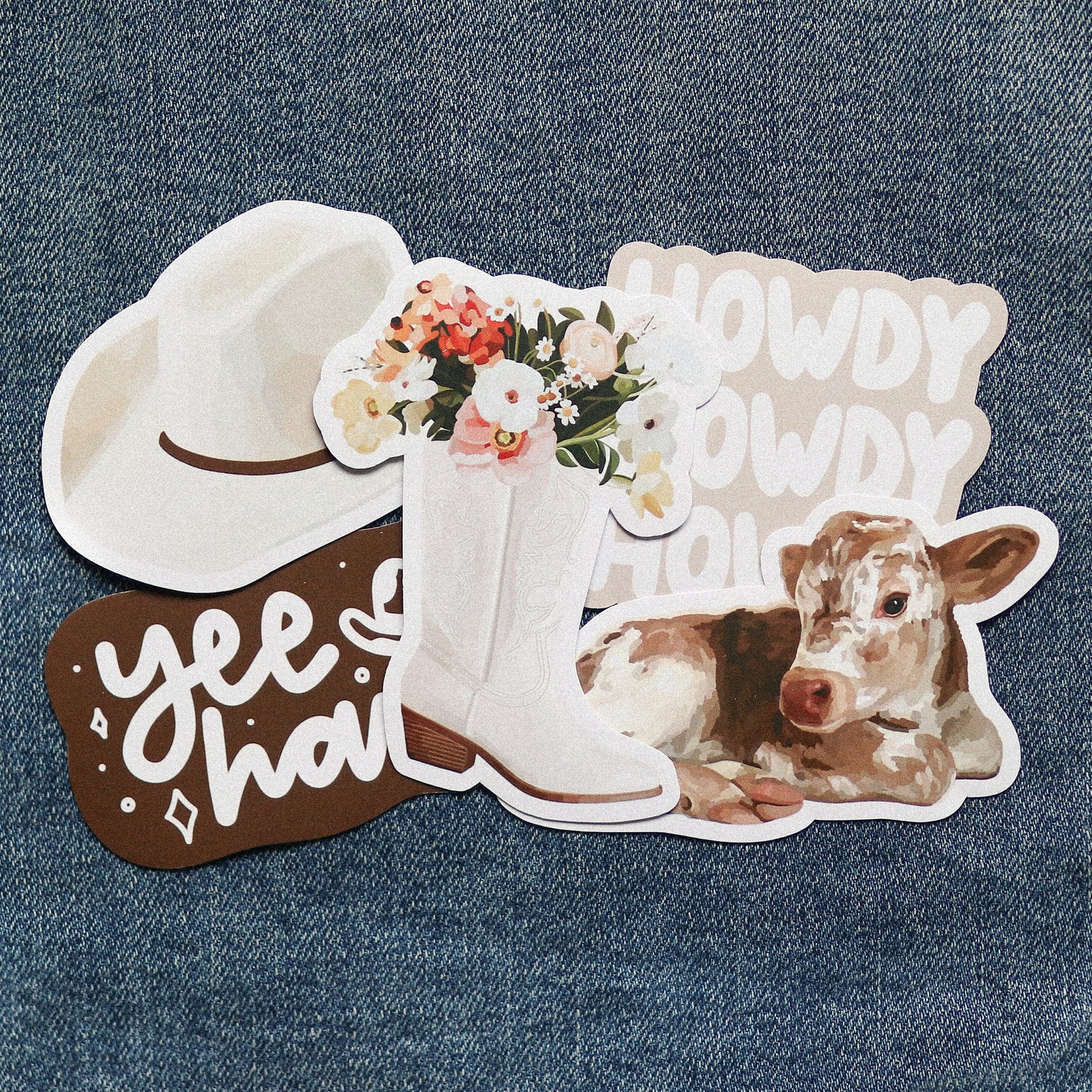 Cowboy Sticker Collection | Cowgirl, Yee haw, western aesthetic, coastal cowgirl, baby cow, cute stickers, howdy sticker, mini stickers