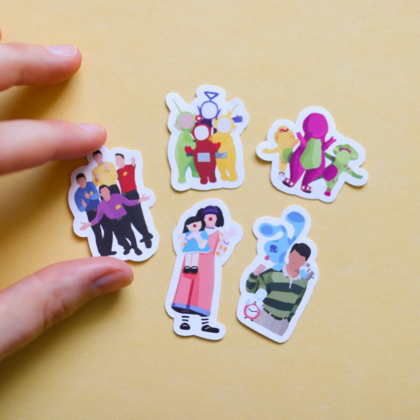 Mini Nostalgic TV Show Sticker Collection | gift idea, nostalgic Laptop Decal, Notebook, blues clues, Characters, TV, barney, teletubbies