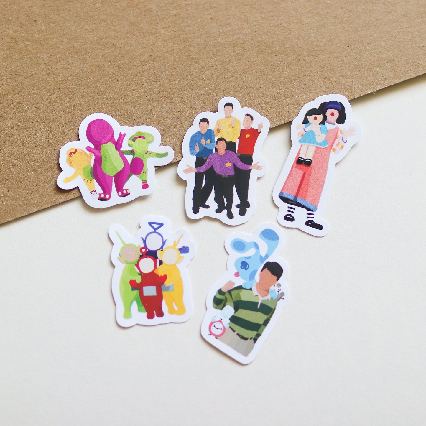 Mini Nostalgic TV Show Sticker Collection | gift idea, nostalgic Laptop Decal, Notebook, blues clues, Characters, TV, barney, teletubbies