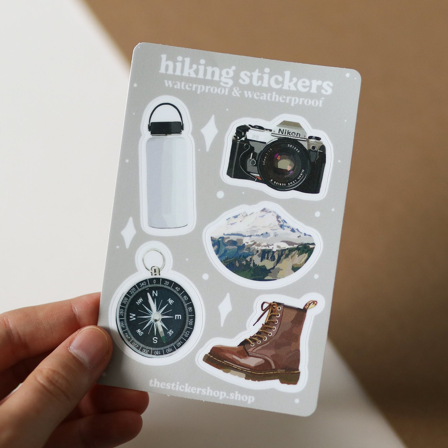 Mini Hiking Stickers | gift idea, sticker sheet, stickersheet, cute, trendy, mini water bottle stickers, waterproof durable, outdoors