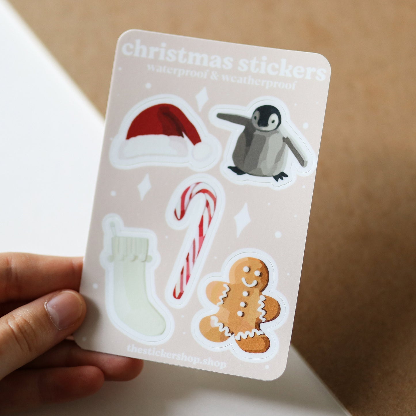 Mini Christmas Stickers | Waterproof, gift sticker sheet stickersheet cute trendy mini water bottle stickers, xmas, santa gingerbread