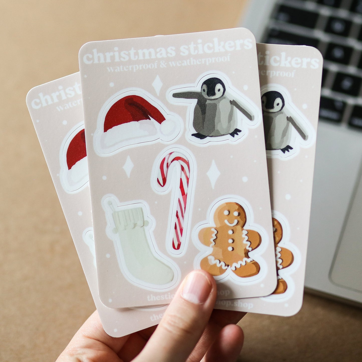 Mini Christmas Stickers | Waterproof, gift sticker sheet stickersheet cute trendy mini water bottle stickers, xmas, santa gingerbread