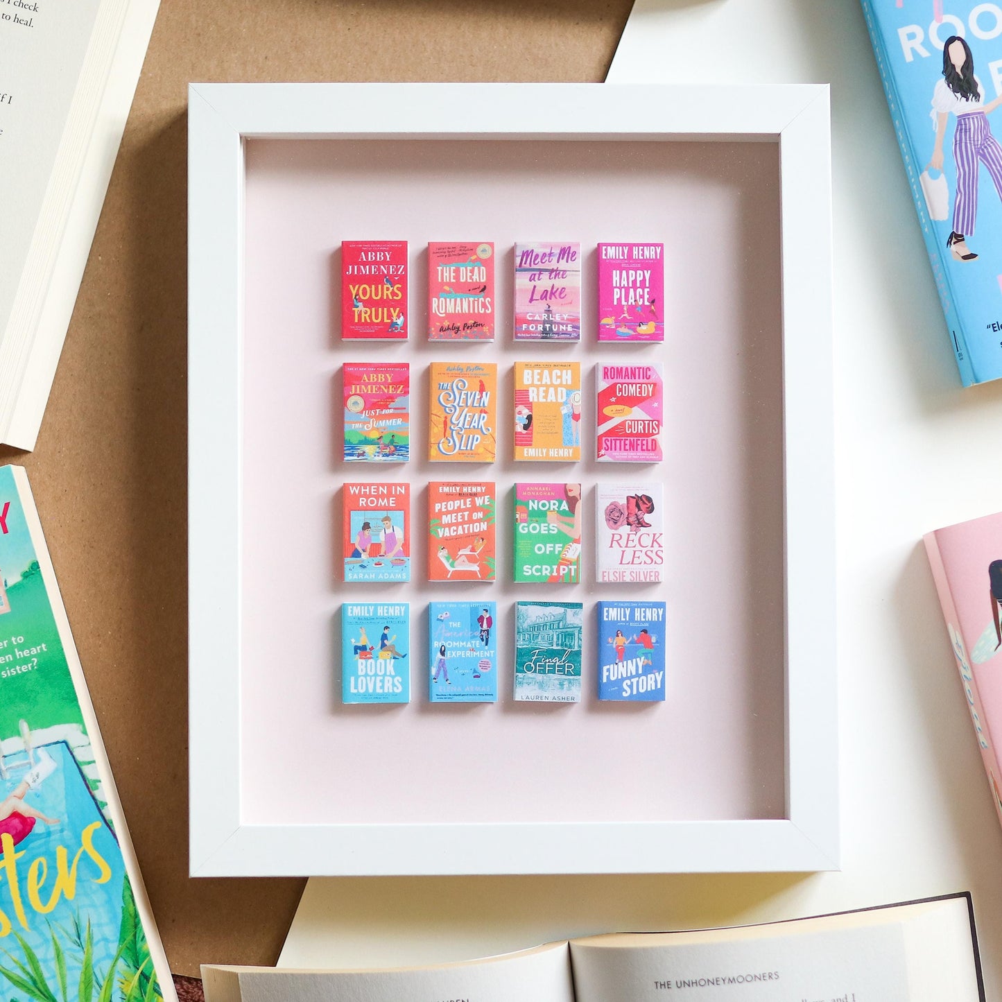 Romance Handmade Mini Book Framed 3D Art Piece | TBR jar books | Miniature, tiny books, customizable books, tbr, booktok, decor romance book