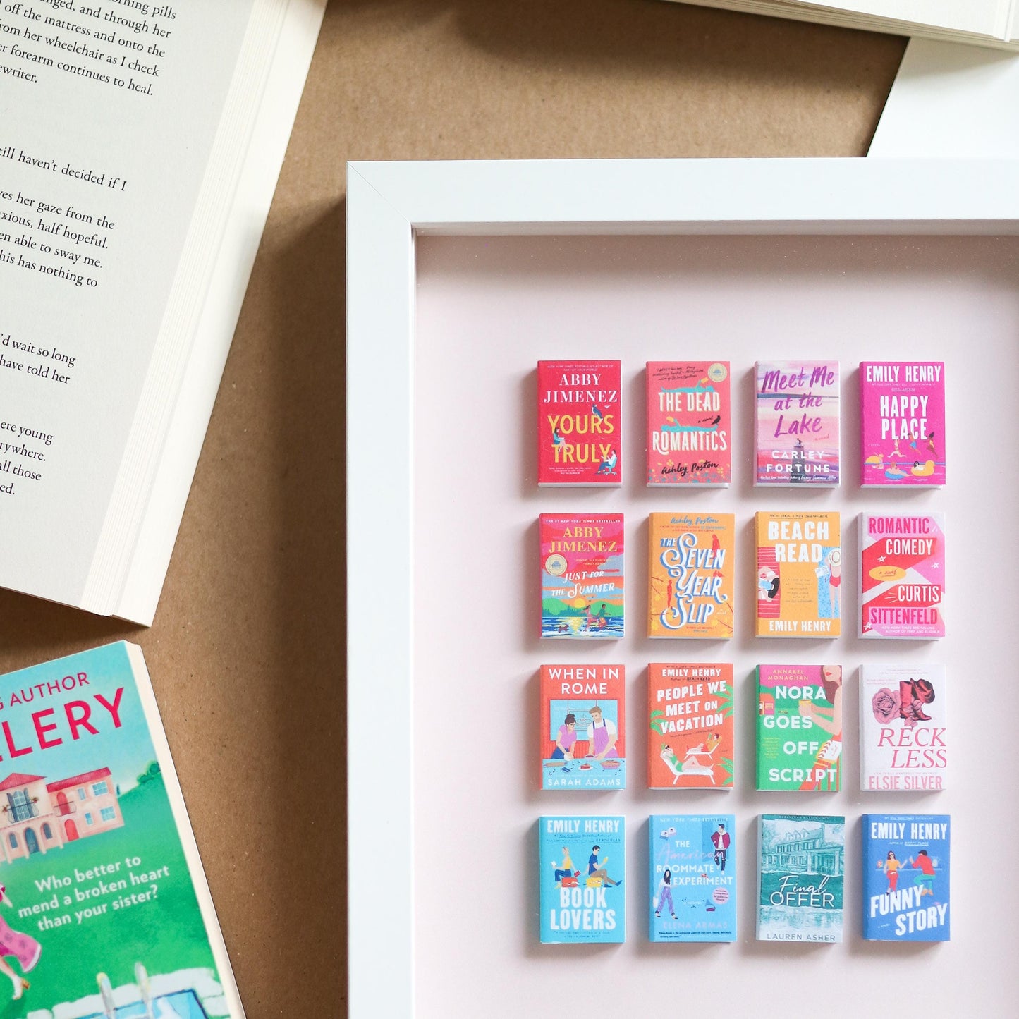 Romance Handmade Mini Book Framed 3D Art Piece | TBR jar books | Miniature, tiny books, customizable books, tbr, booktok, decor romance book