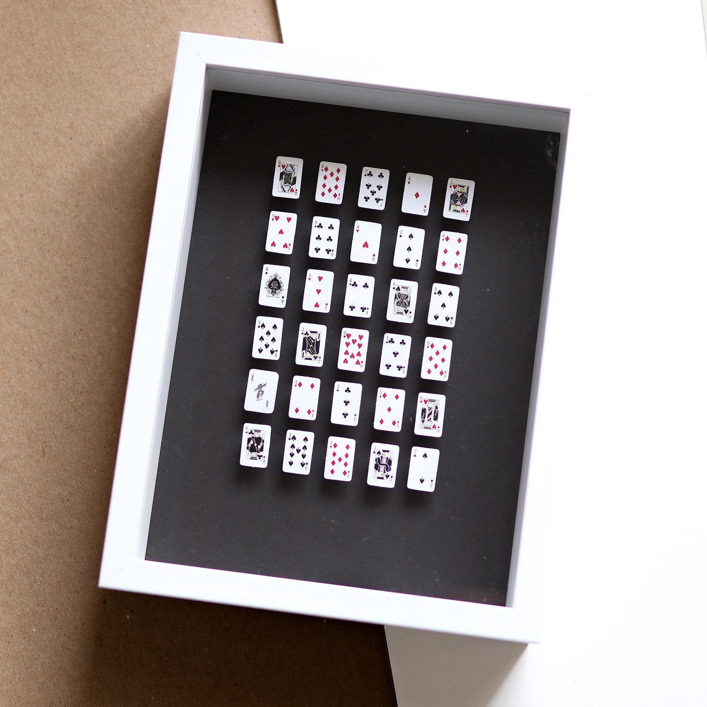 Deck of Cards Mini Handmade Framed 3D Art | games room, office decor, cards, queen of hearts, card game, boardgame, trendy, minimal, decor