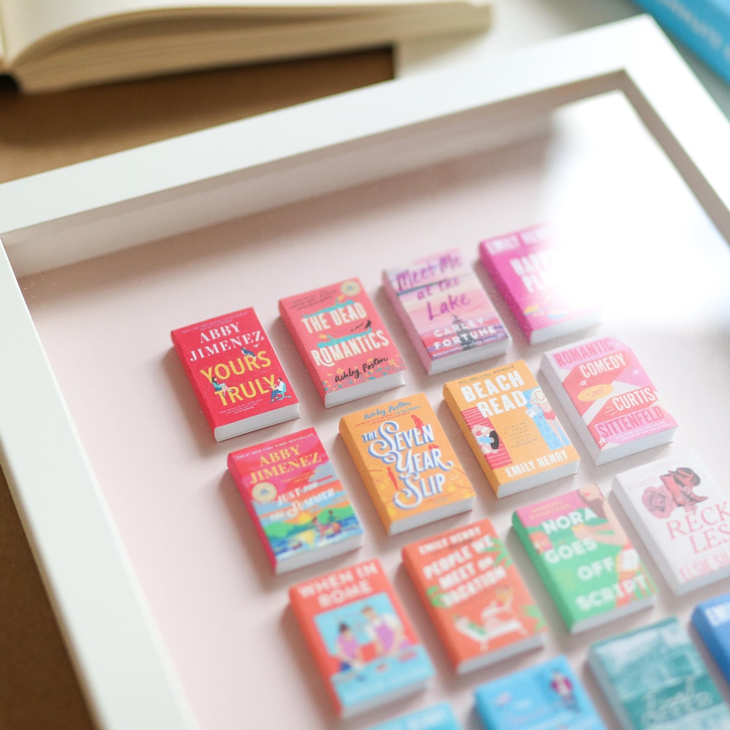 Romance Handmade Mini Book Framed 3D Art Piece | TBR jar books | Miniature, tiny books, customizable books, tbr, booktok, decor romance book