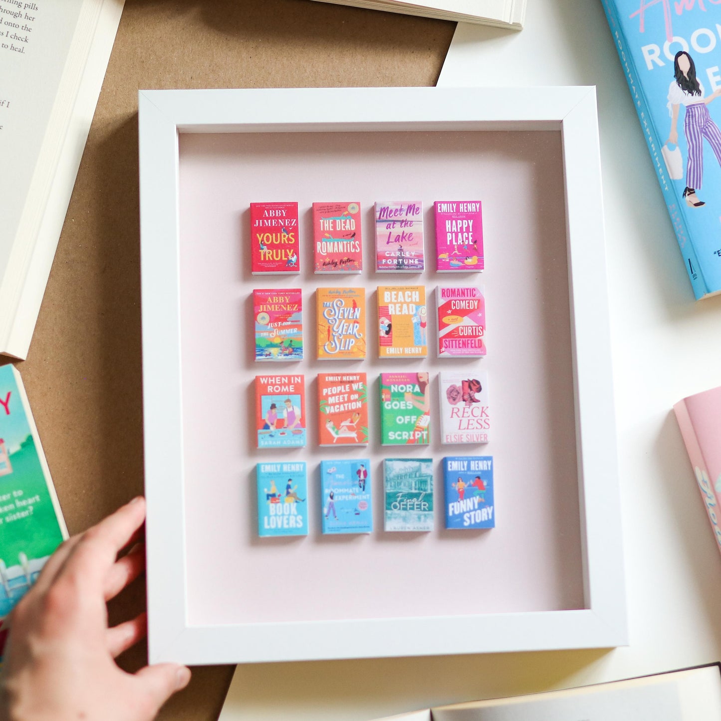 Romance Handmade Mini Book Framed 3D Art Piece | TBR jar books | Miniature, tiny books, customizable books, tbr, booktok, decor romance book