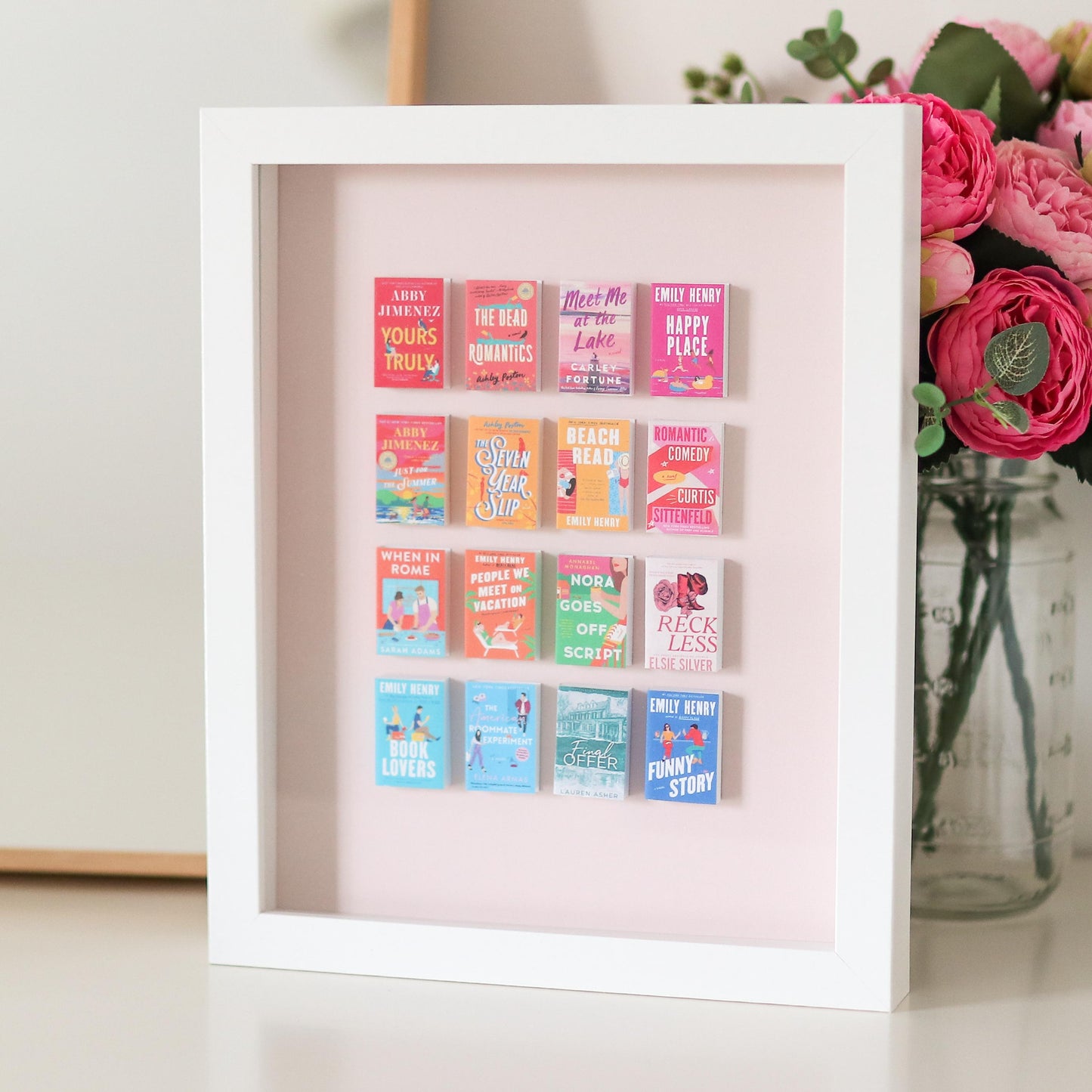 Romance Handmade Mini Book Framed 3D Art Piece | TBR jar books | Miniature, tiny books, customizable books, tbr, booktok, decor romance book